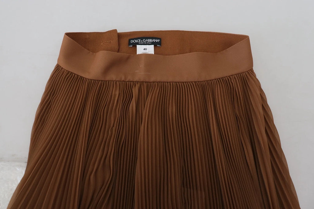 Dolce & Gabbana Beige Longuette Plisse Chiffon Midi Skirt