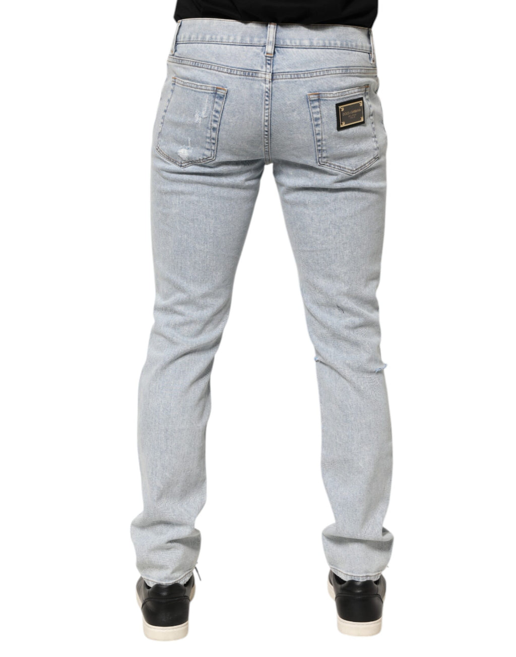 Dolce & Gabbana Light Blue Distressed Slim Fit Ripped Denim Jeans