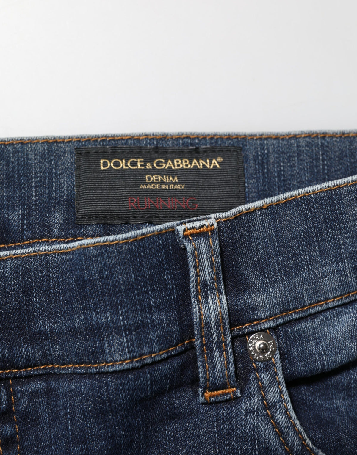 Dolce & Gabbana Dark Blue Washed Running Ripped Denim Jeans
