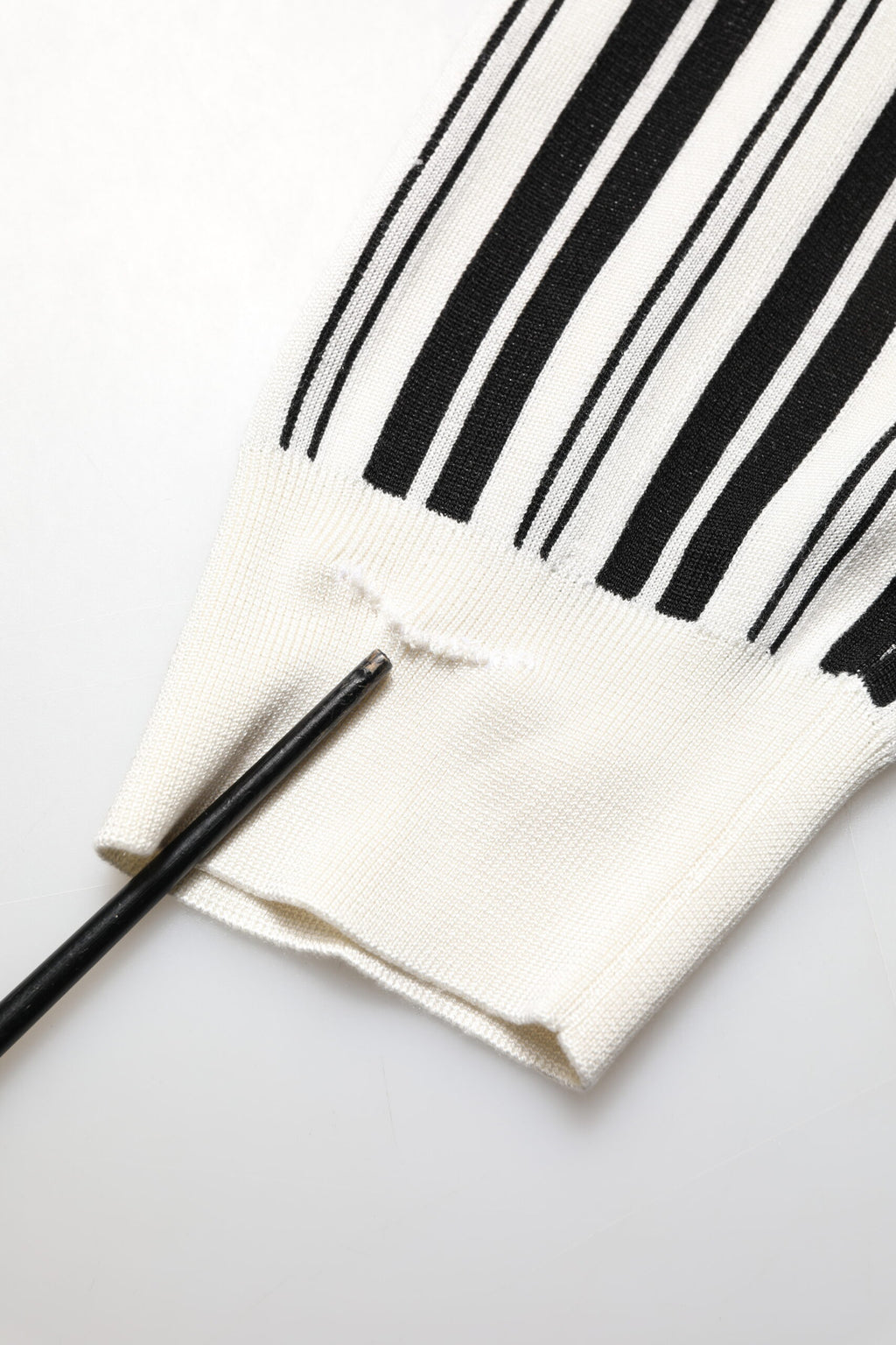 Dolce & Gabbana Black White Stripe Polka V-Neck Pullover Sweater