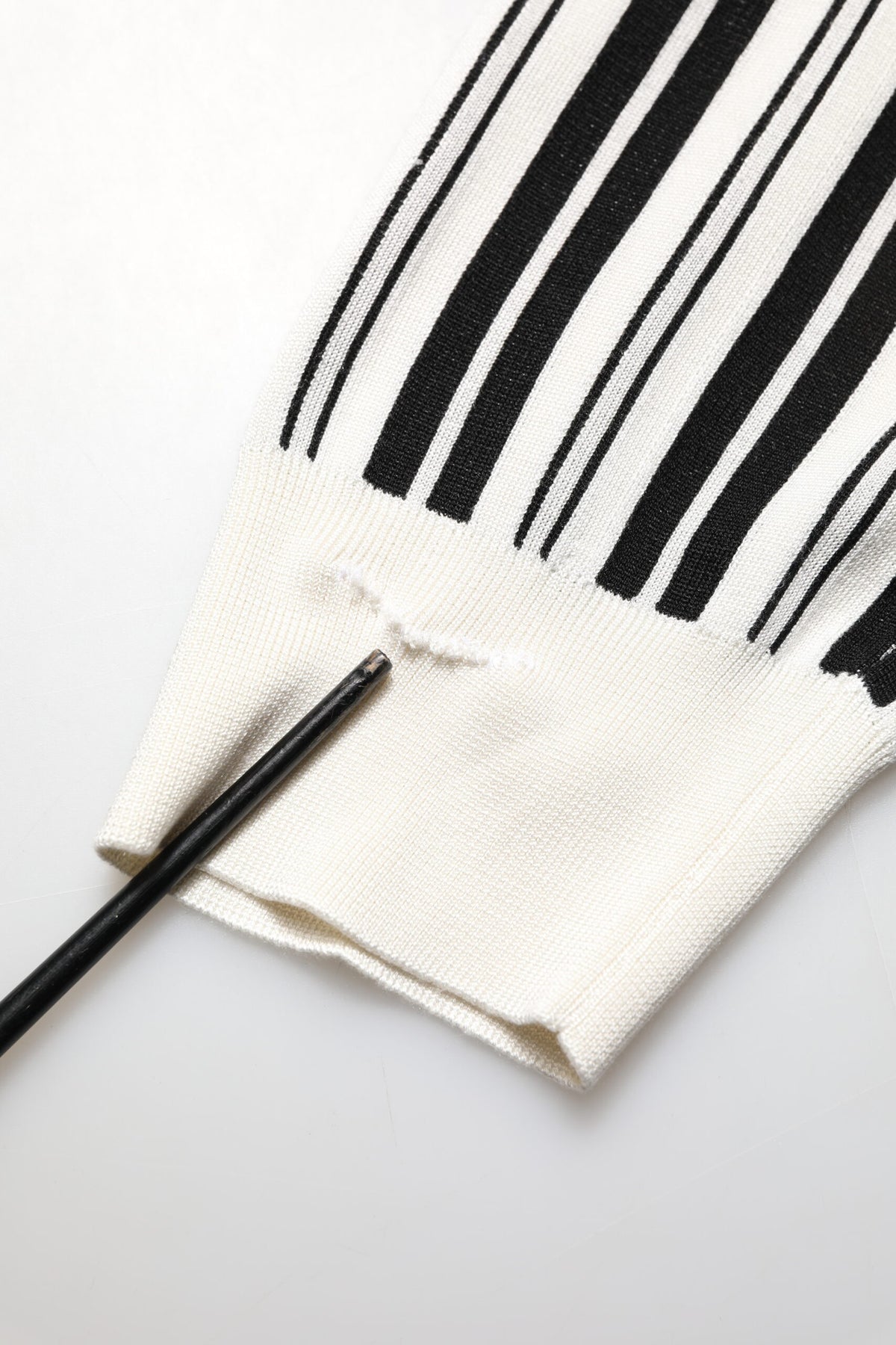 Dolce & Gabbana Black White Stripe Polka V-Neck Pullover Sweater