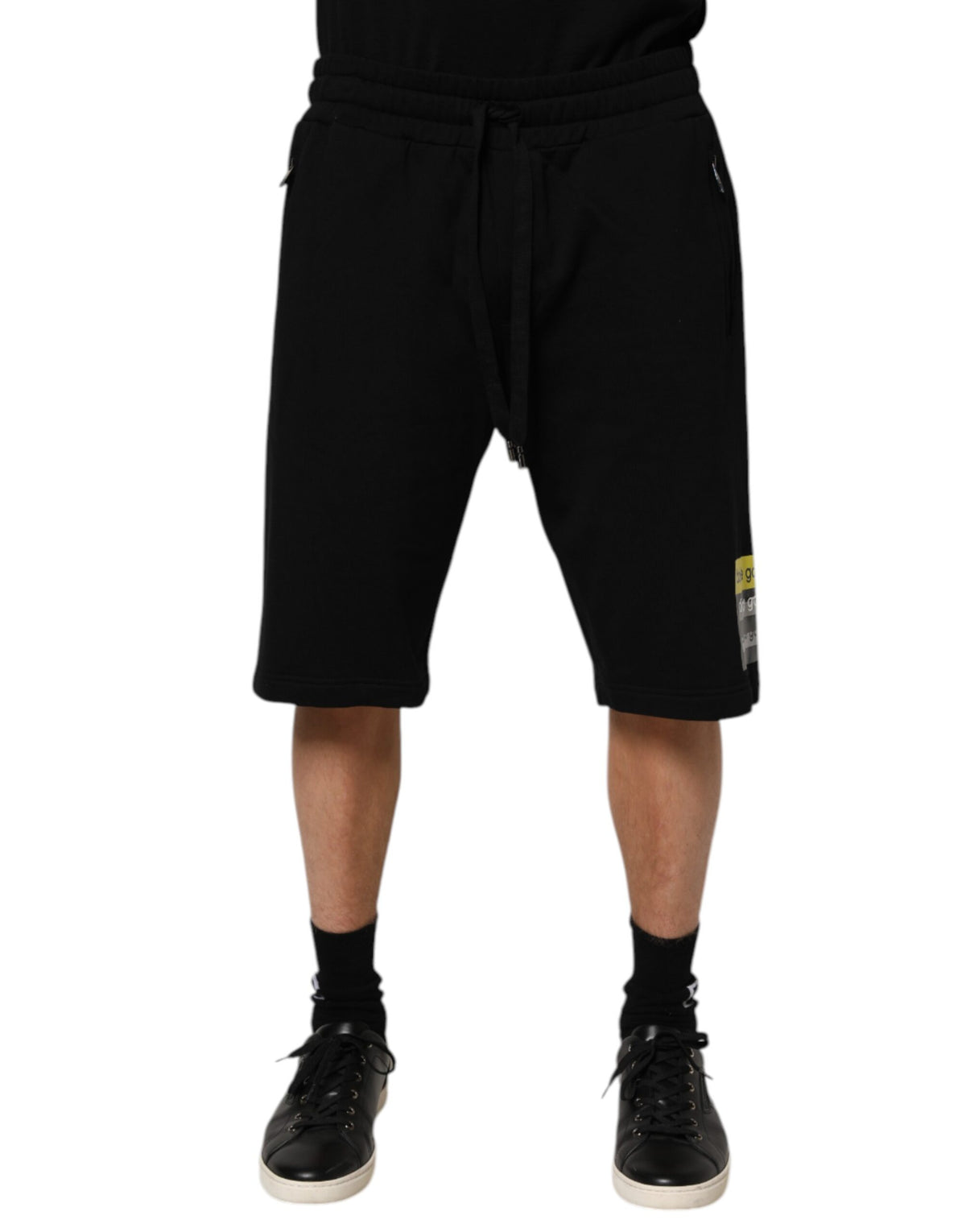 Dolce & Gabbana Black Cotton Mid Waist Casual Bermuda Short