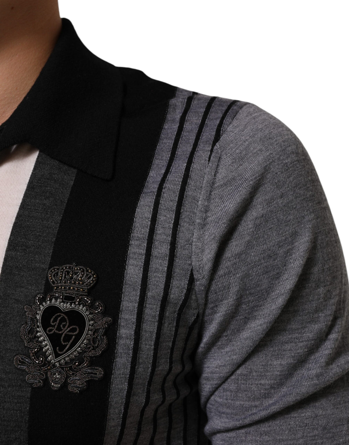 Dolce & Gabbana Black White Polka Dot Collared Polo T-shirt