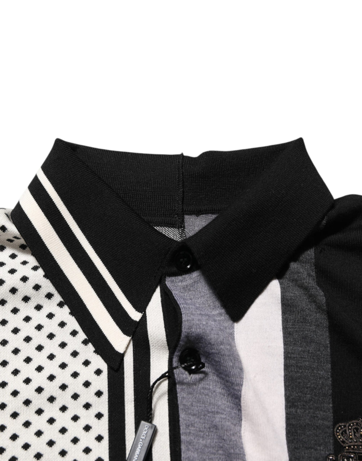 Dolce & Gabbana Black White Polka Dot Collared Polo T-shirt