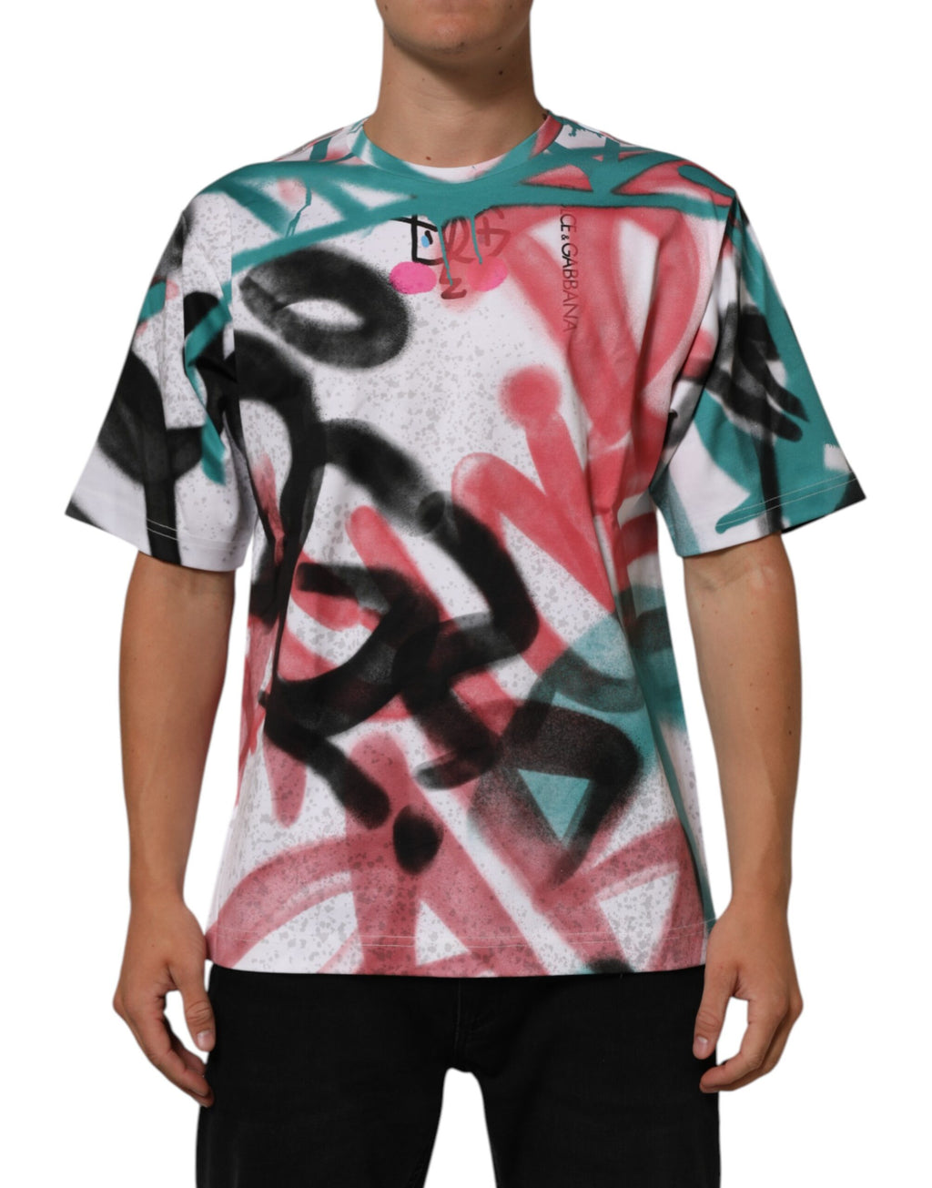 Dolce & Gabbana White Graffiti Crew Neck Short Sleeves T-shirt
