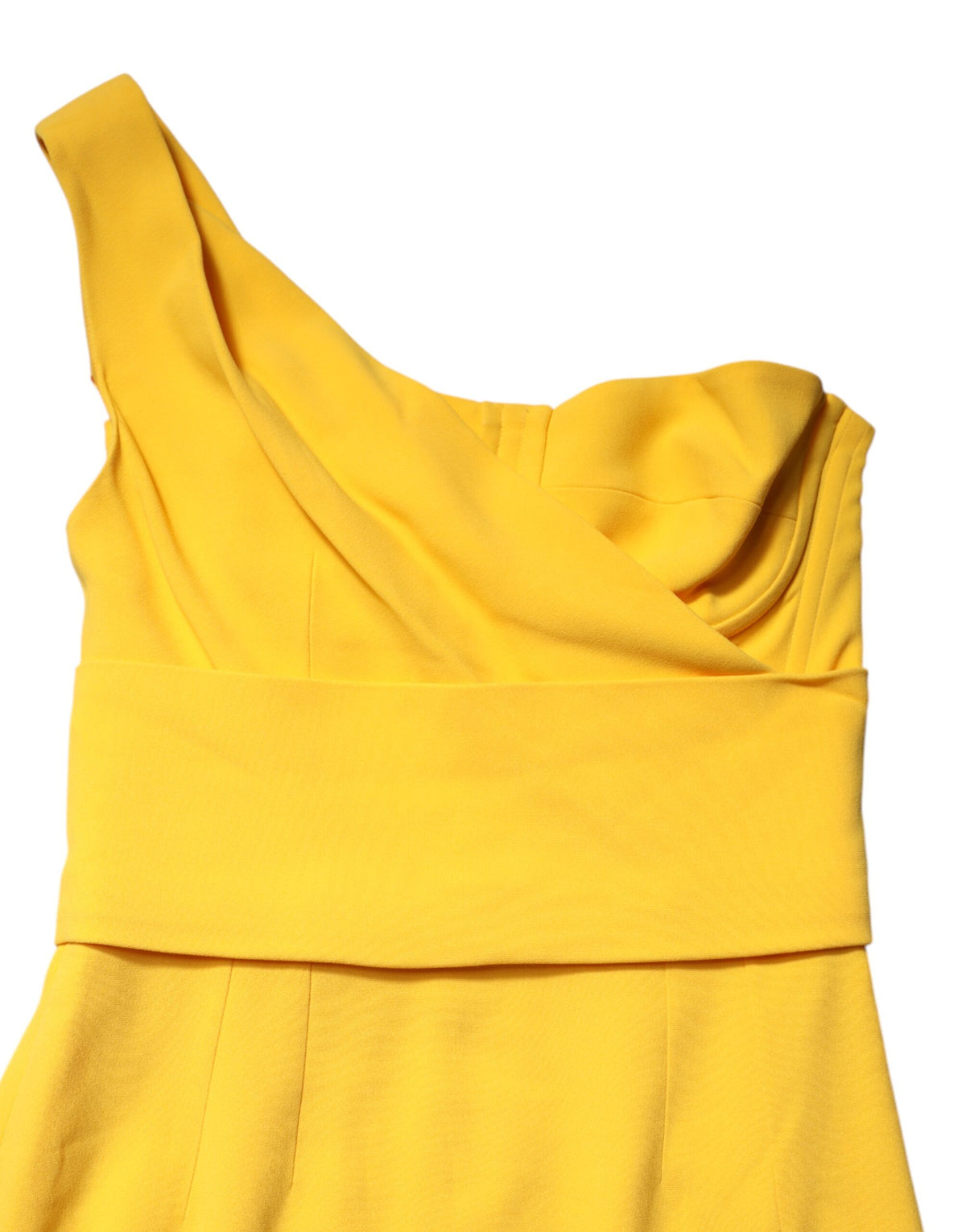 Dolce & Gabbana Yellow One Shoulder Side Slit Sheath Dress