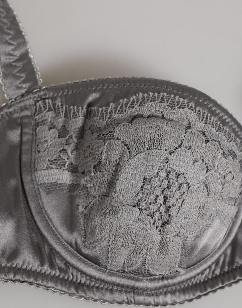 Dolce & Gabbana Gray Silk Underwired Balconette Bra Underwear