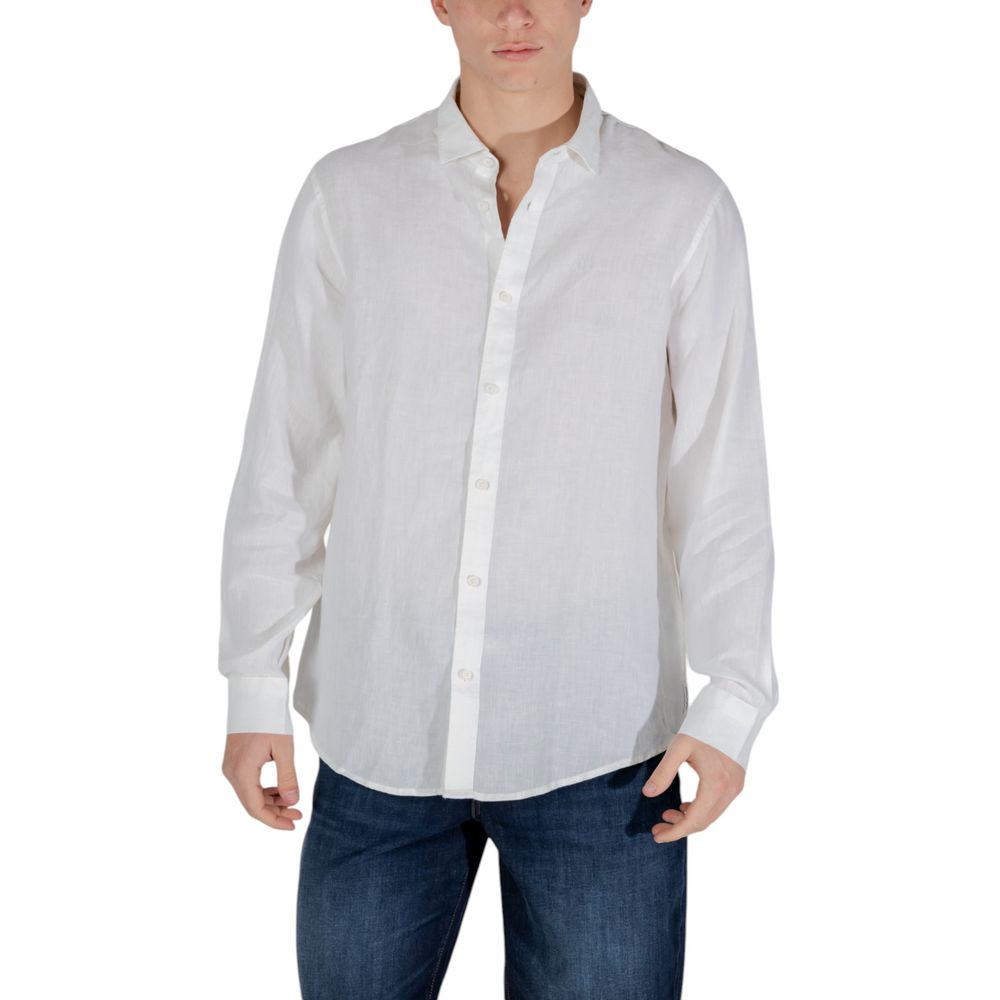 Armani Exchange White Linen Dress Shirt