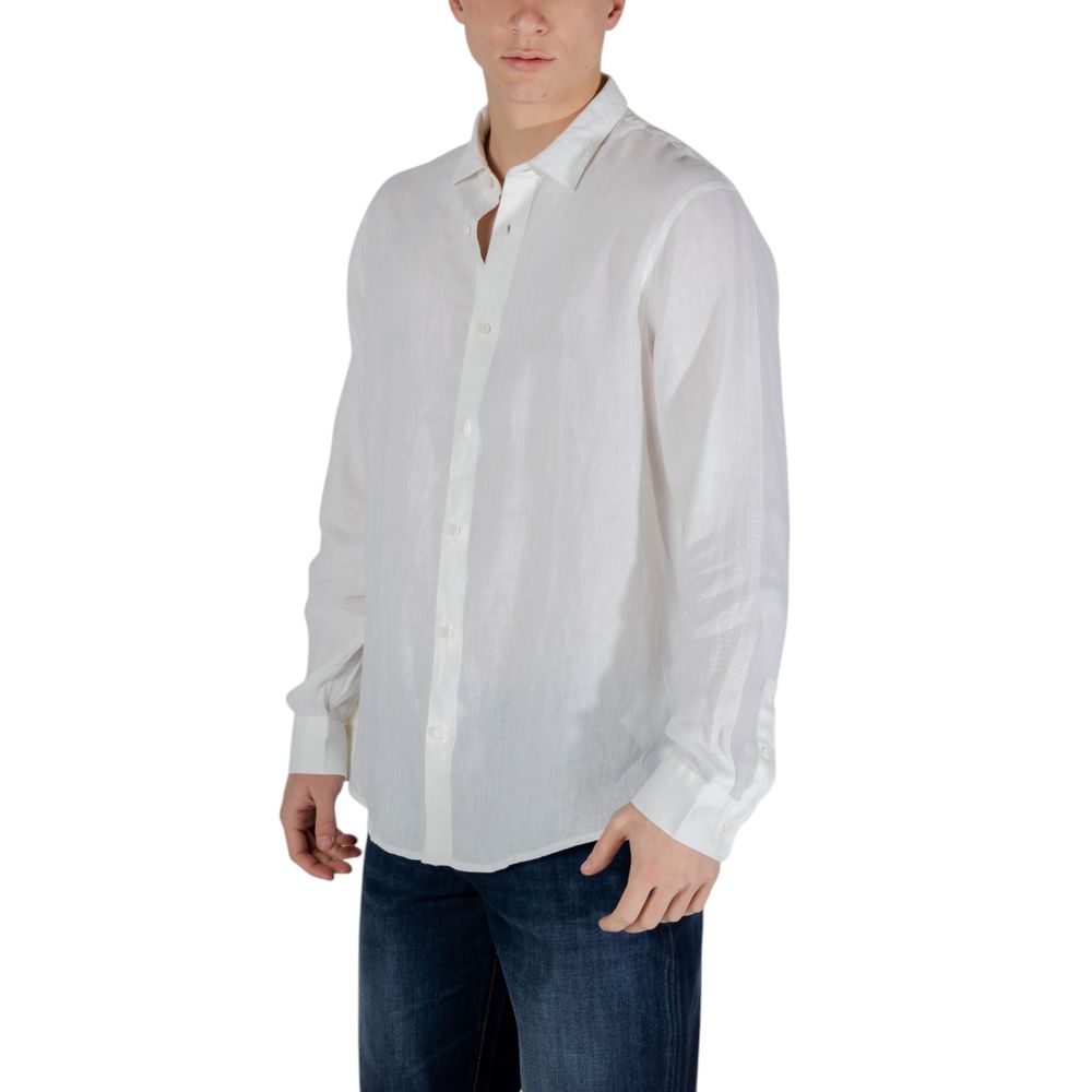 Armani Exchange White Linen Dress Shirt