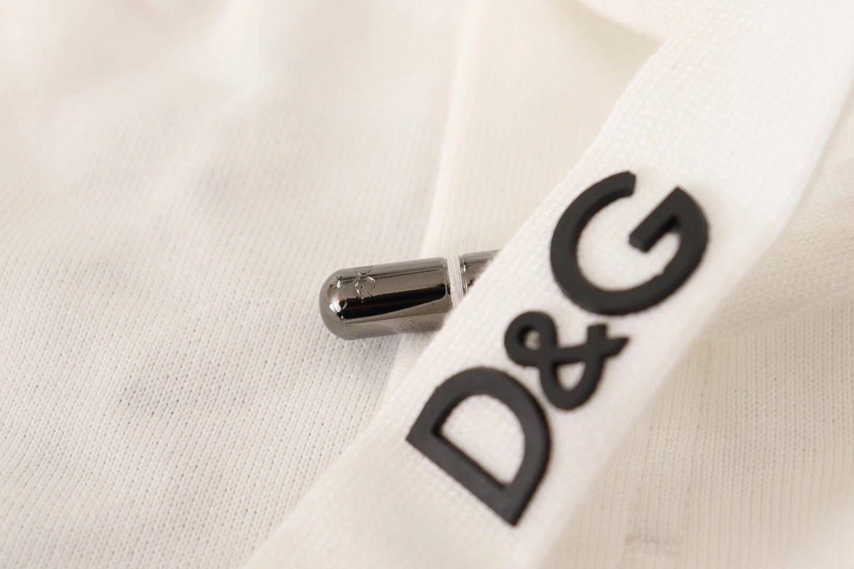 Dolce & Gabbana White Cotton Logo Patch Sweatpants Jogging Pants