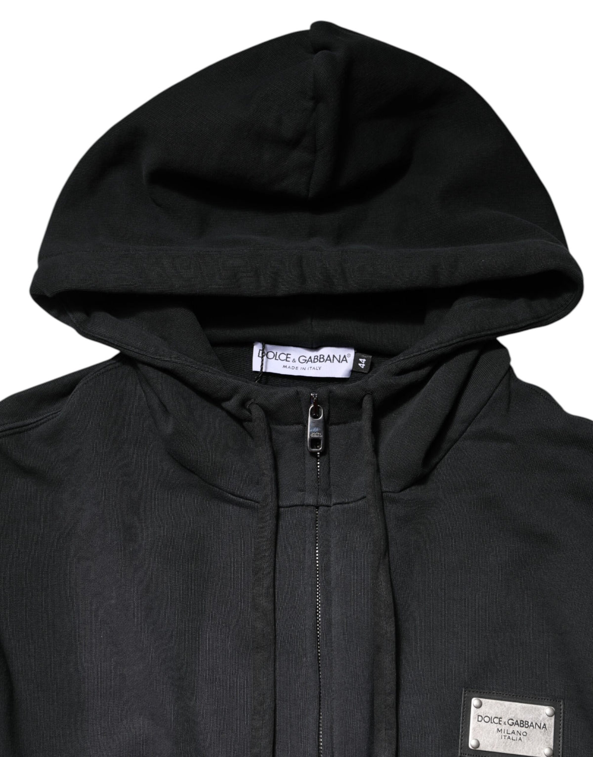 Dolce & Gabbana Black Logo Full Zip Hooded Men Sweatshirt Sweater