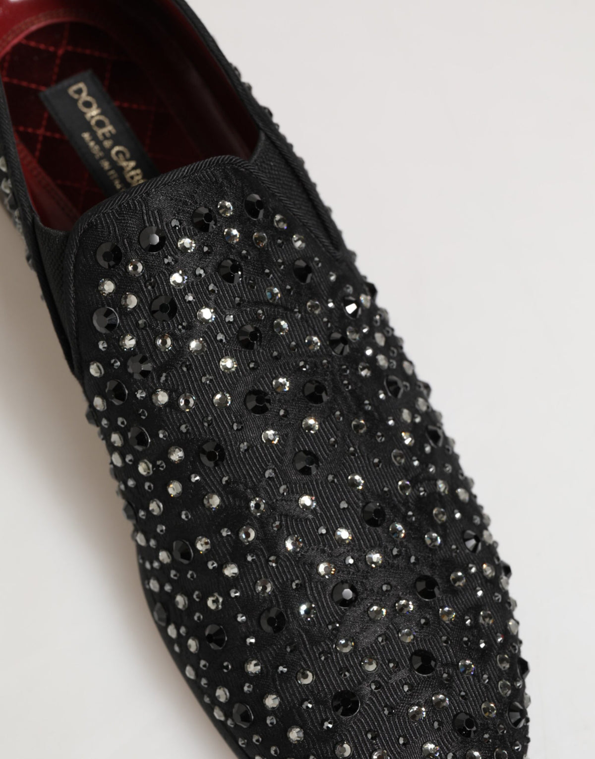 Dolce & Gabbana Black Suede Crystal Embellished Loafer Shoes