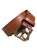 Dolce & Gabbana Brown Leather Side Rings Brass Buckle Belt