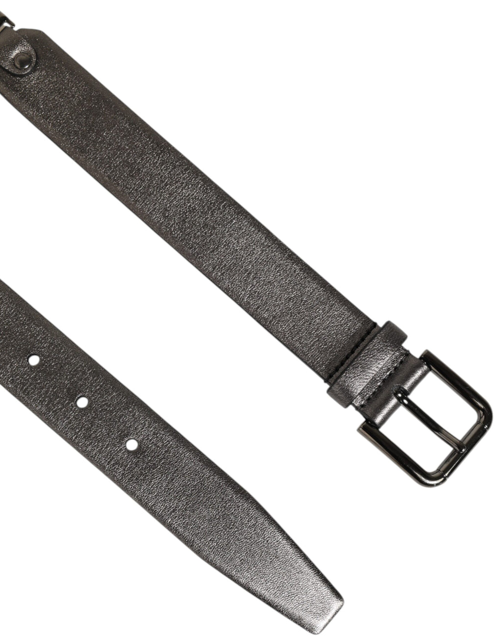 Dolce & Gabbana Black Silver Pebbled Texture Leather Buckle Men Belt