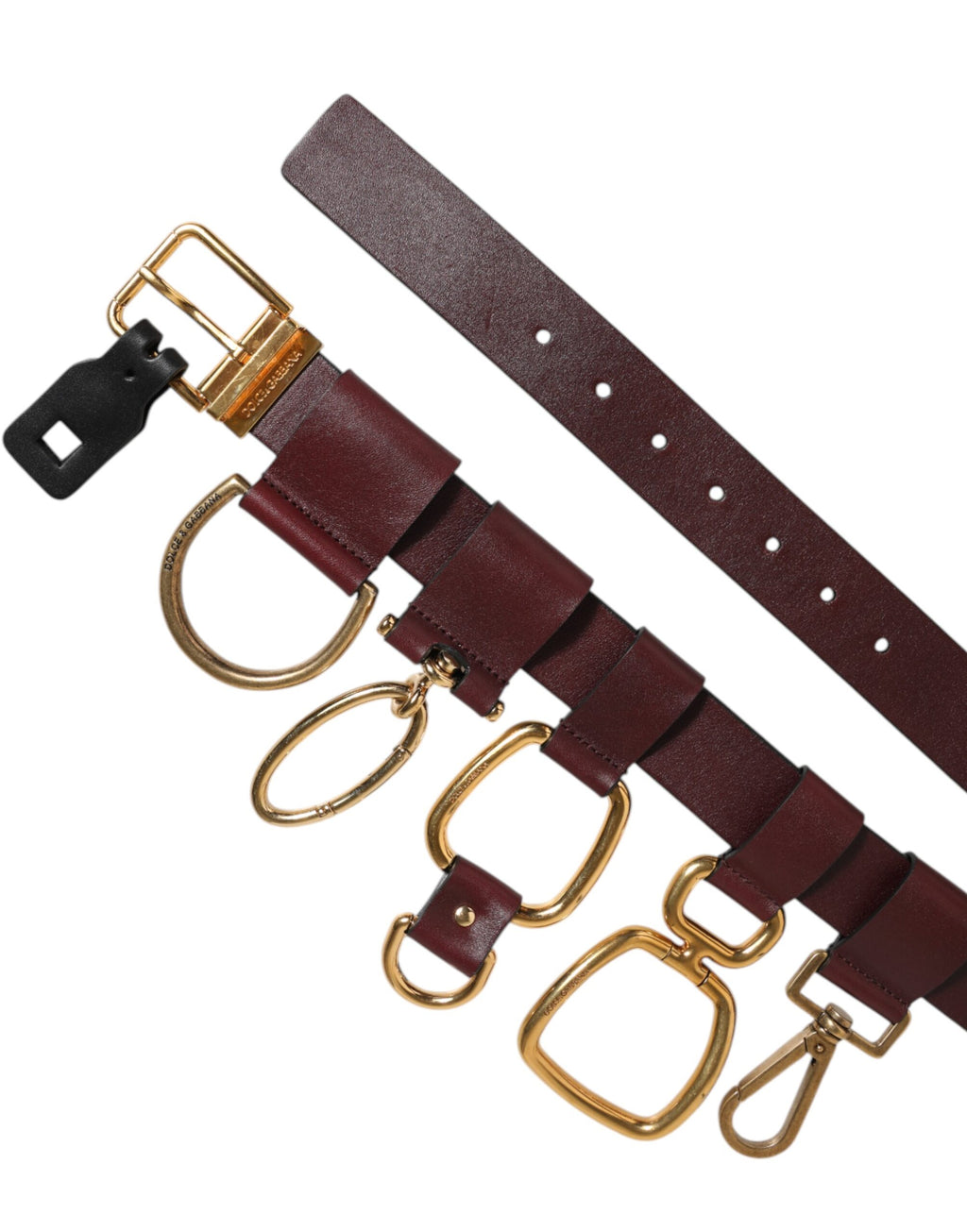 Dolce & Gabbana Brown Key Ring Clip Attachments Buckle Belt