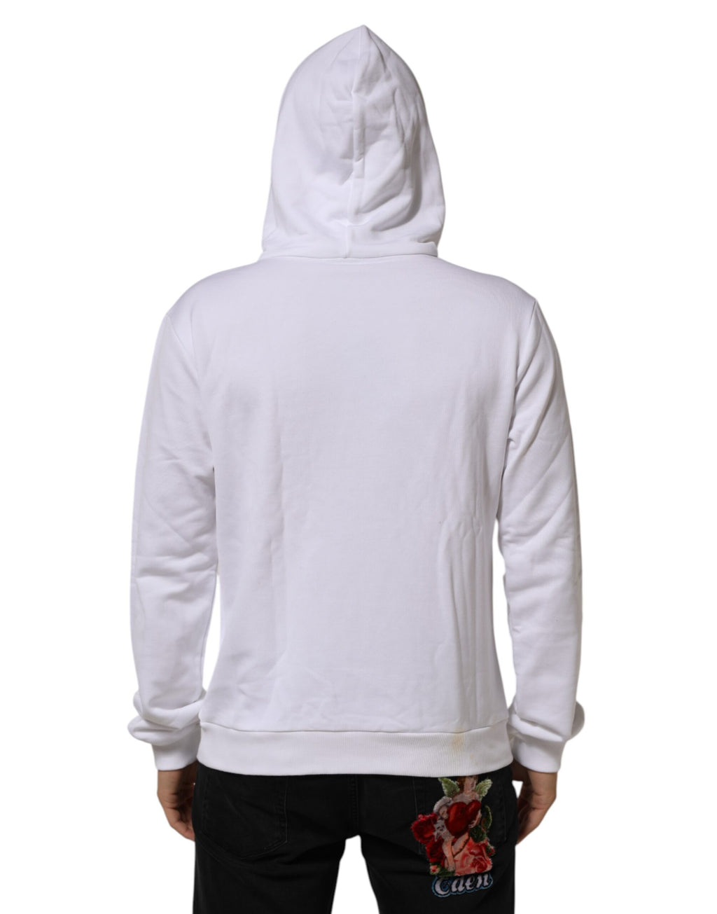 Dolce & Gabbana White Sacred Heart Hooded Sweatshirt Sweater