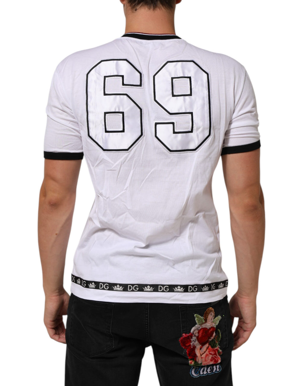 Dolce & Gabbana White Cotton Crown King Embroidery T-shirt