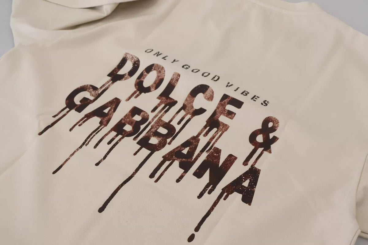 Dolce & Gabbana Ivory Cotton Ivory Printed Crewneck