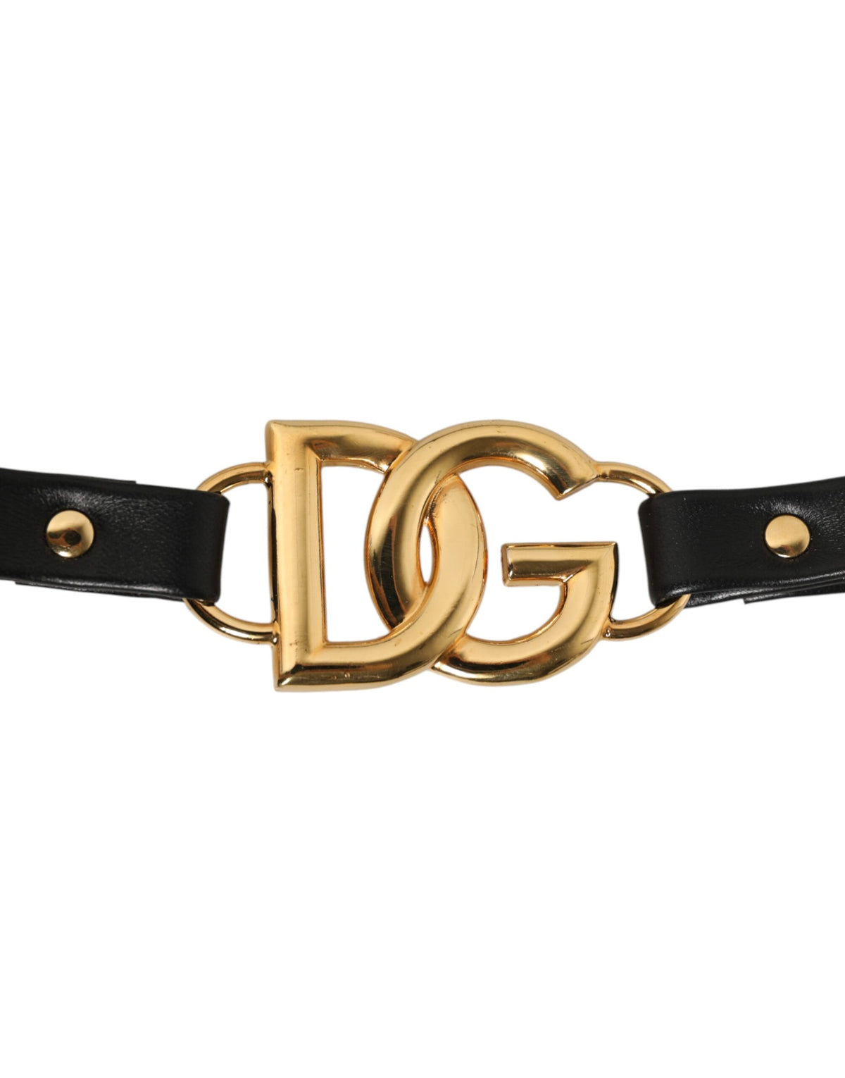 Dolce & Gabbana Black Leather Gold Chain Bag Accessory Shoulder Strap