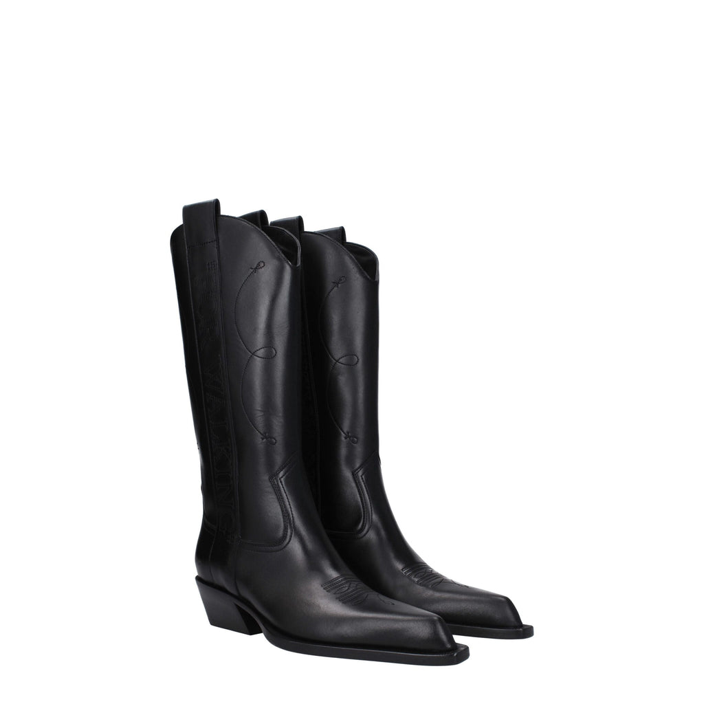 Off-White Black Leather High Heel Boots
