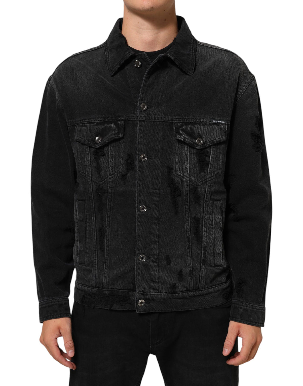 Dolce & Gabbana Black Cotton Stretch Denim Blouson Jacket