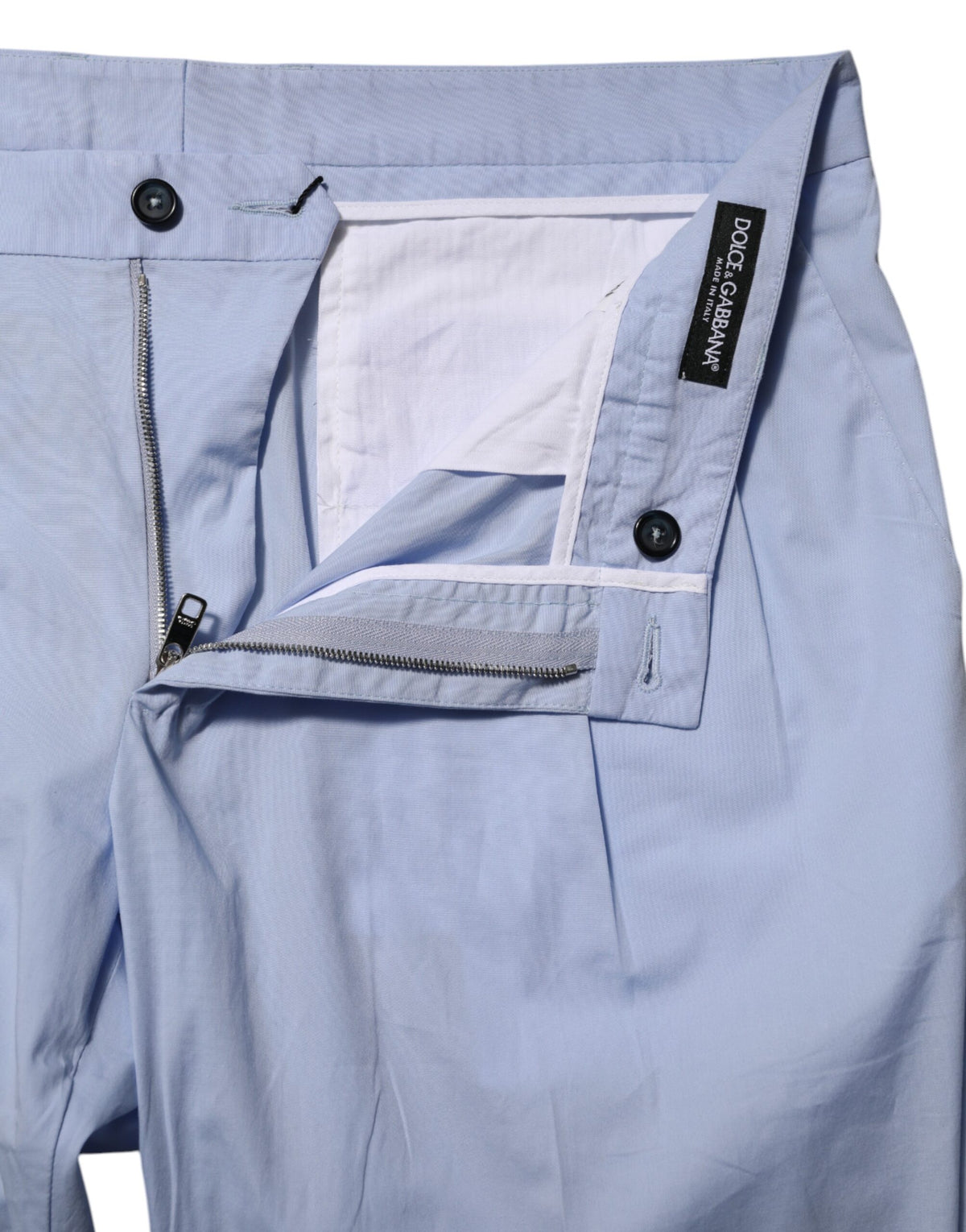 Dolce & Gabbana Light Blue Cotton Stretch Tapered Men Trouser Pants