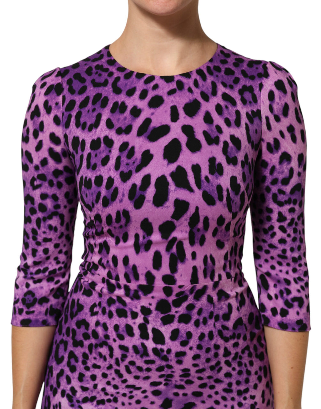 Dolce & Gabbana Violet Leopard Sheath Bodycon Mini Dress