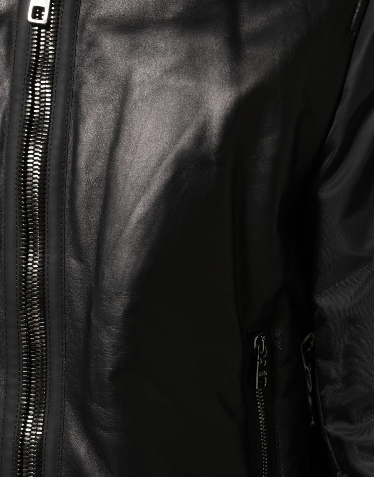 Dolce & Gabbana Black Leather Nylon FullZip Blouson Jacket