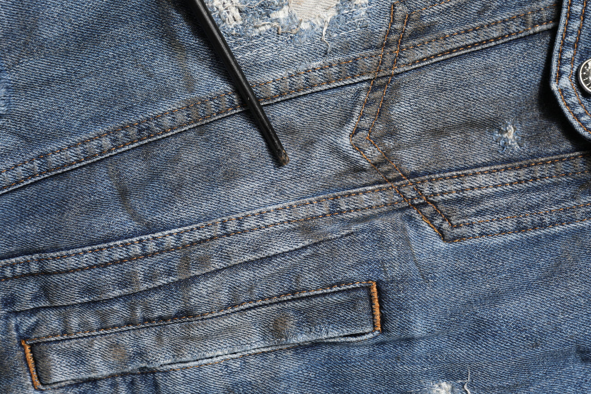 Dolce & Gabbana Blue Cotton Tattered Denim Blouson Jacket