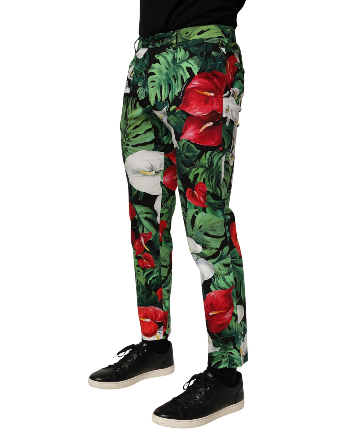 Dolce & Gabbana Multicolor Floral Print Cotton Tapered Pants