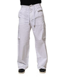 Dolce & Gabbana White Linen Straight Cargo Men Trouser Pants
