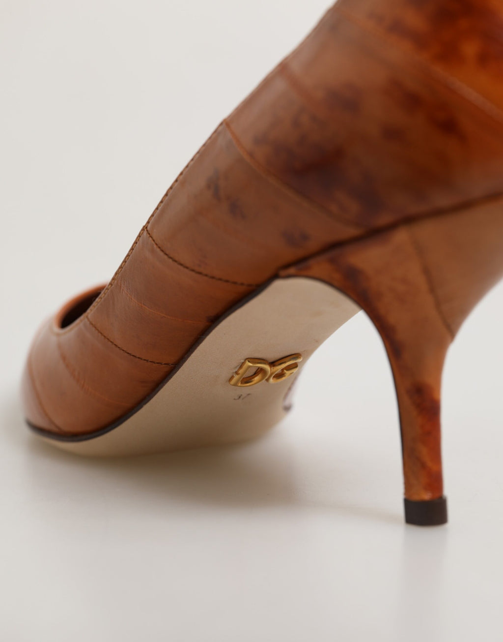 Dolce & Gabbana Brown Leather Kitten Heels Pumps Shoes