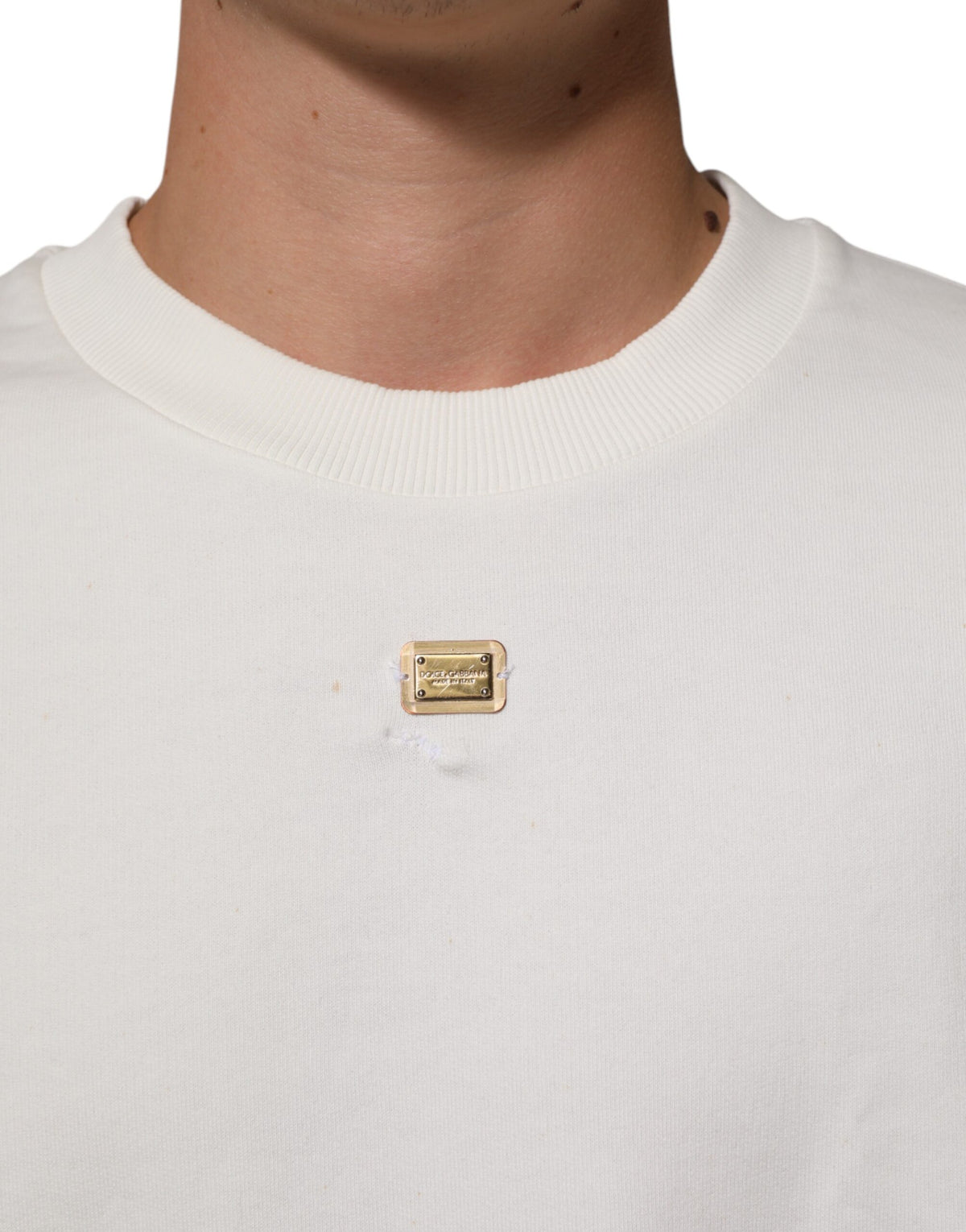 Dolce & Gabbana White DG Logo Crew Neck Sweatshirt Sweater