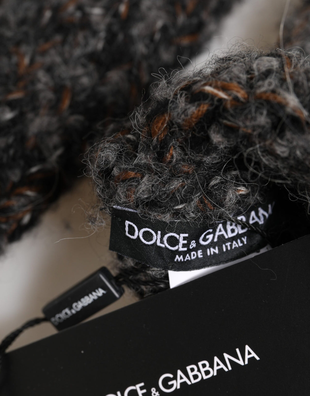Dolce & Gabbana Gray Virgin Wool Knitted Fingerless Men Gloves