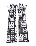 Dolce & Gabbana Black White DG Logo Elbow Length Mitten Gloves