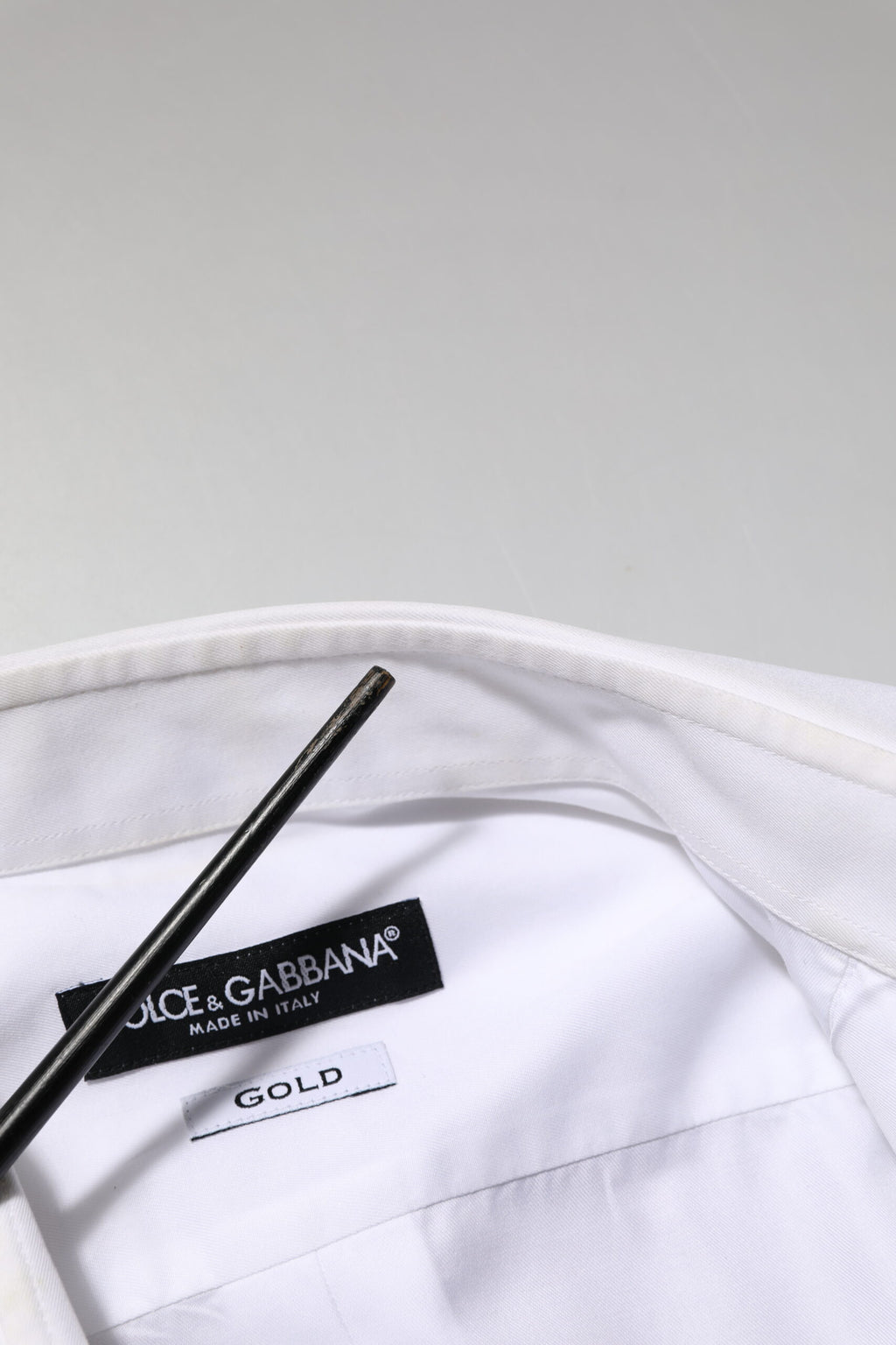 Dolce & Gabbana White Cotton Collared Bib GOLD Dress Shirt
