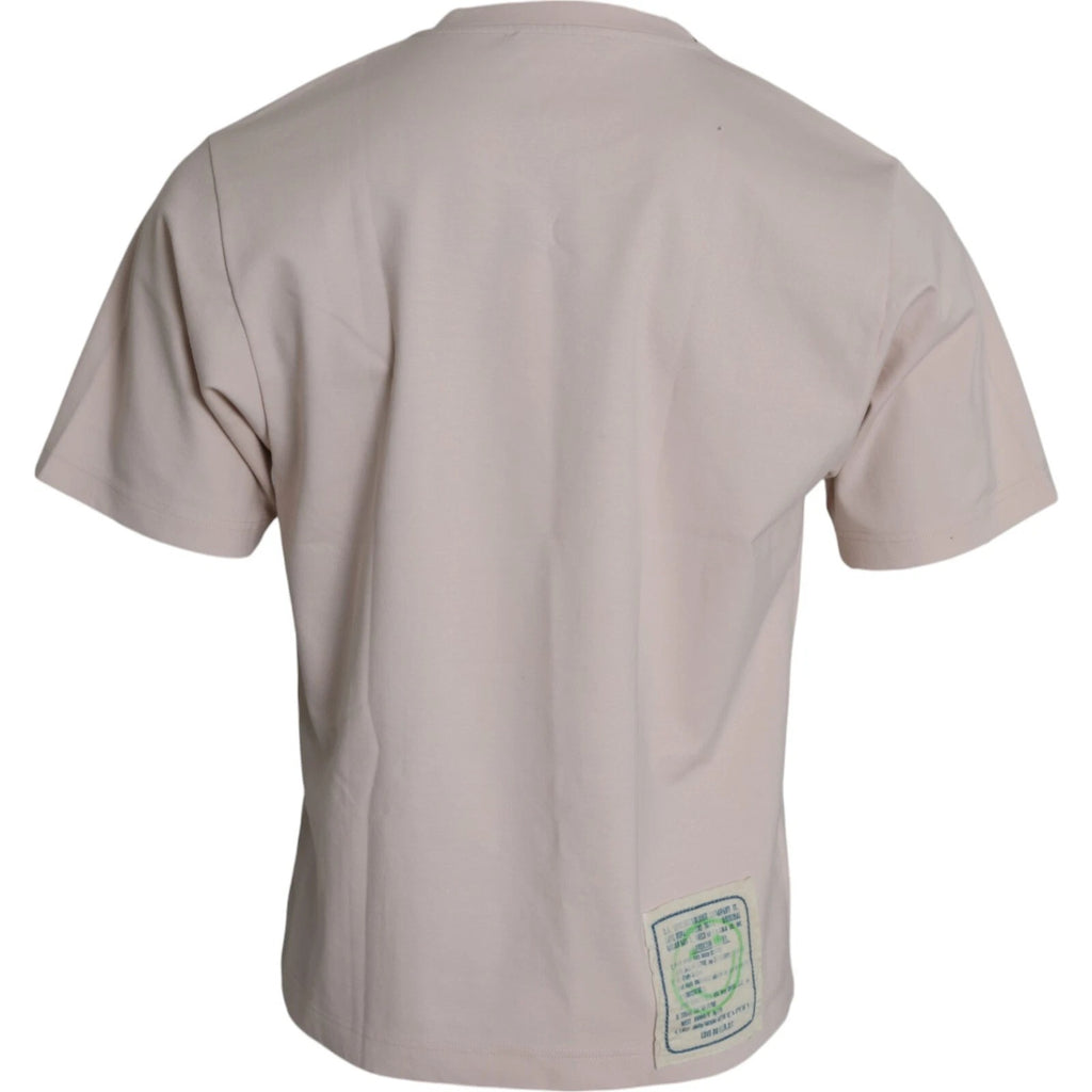 Dolce & Gabbana Beige Cosmic Love Cotton Crew Neck T-shirt