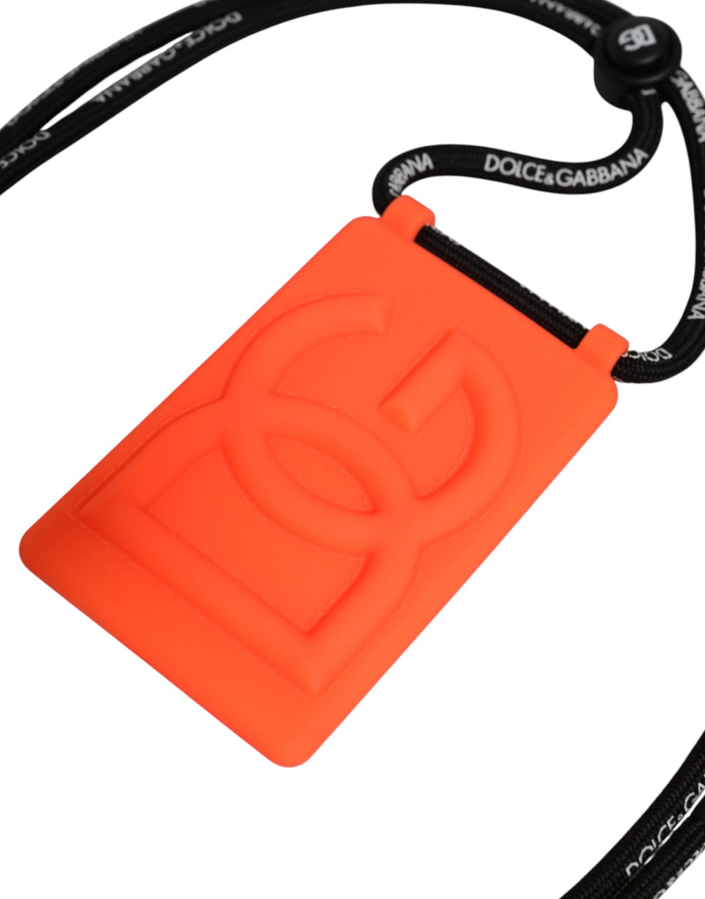 Dolce & Gabbana Holder Neon Orange Rubber DG Embossed Adjustable Badge