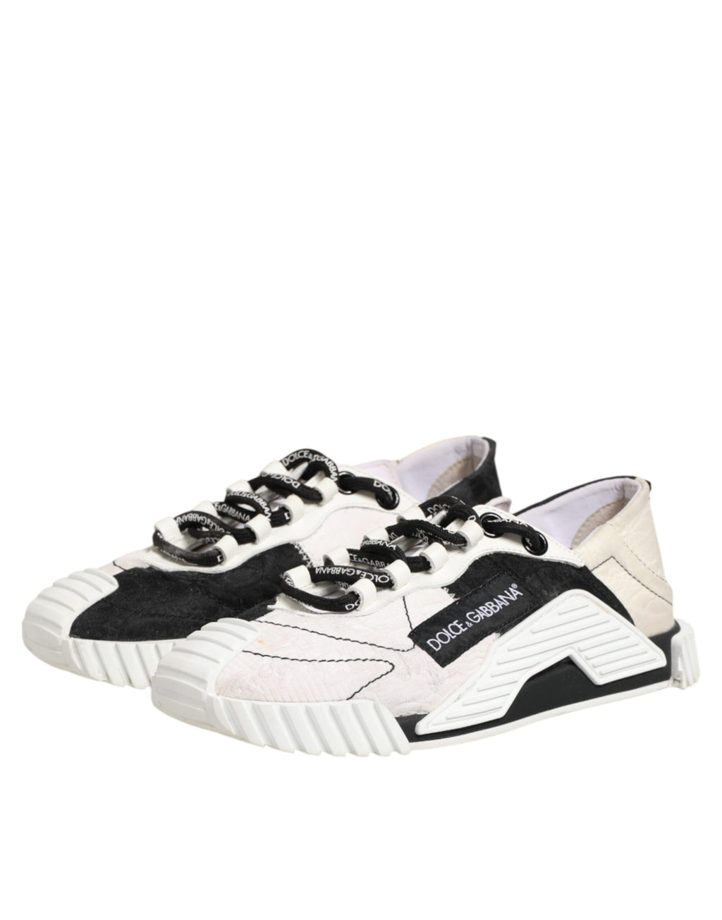 Dolce & Gabbana White Black Leather NS1 Sneaker  Shoes