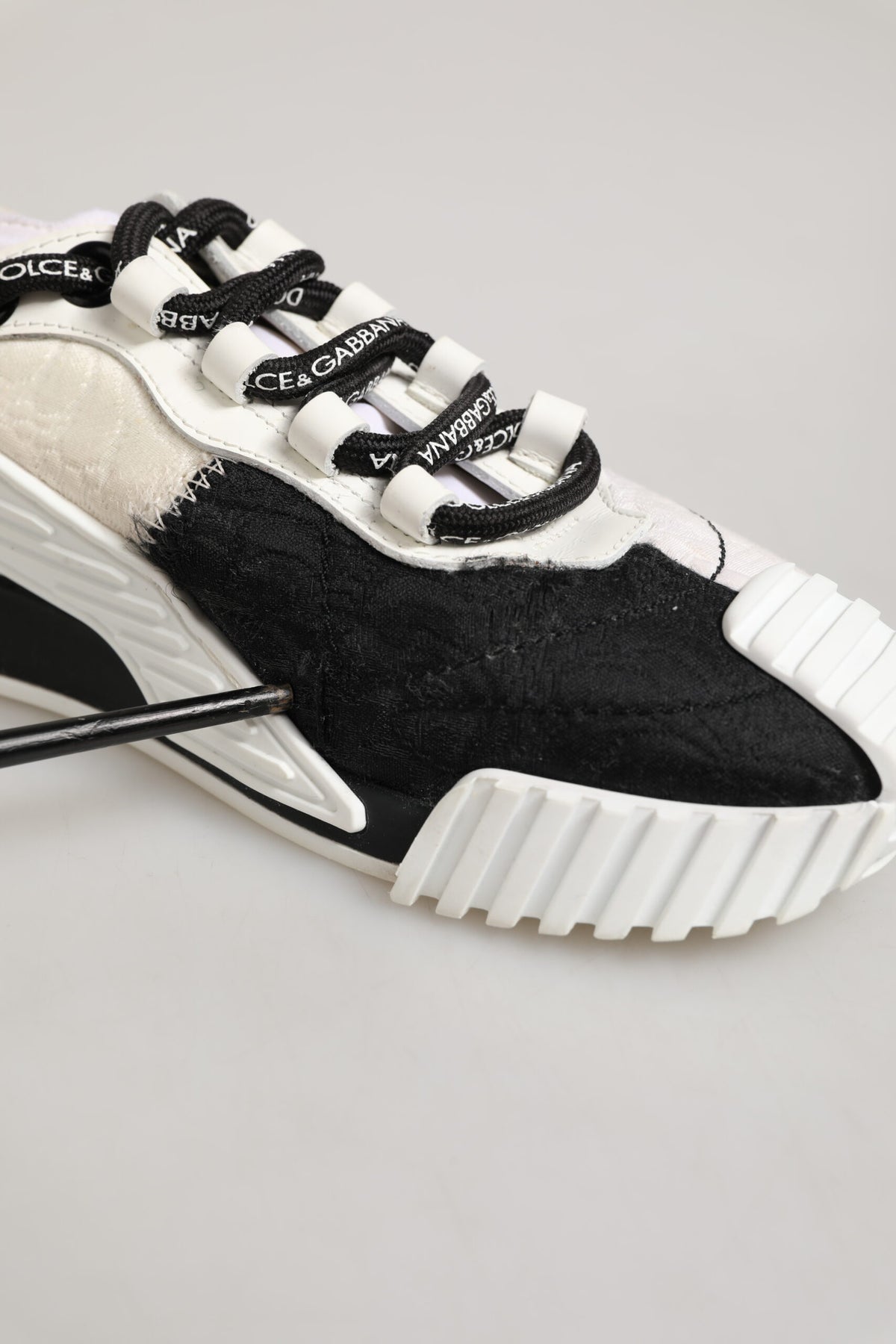 Dolce & Gabbana White Black Leather NS1 Sneaker  Shoes