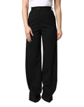 Dolce & Gabbana Black Wool Blend Straight High Waist Pants