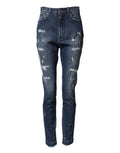 Dolce & Gabbana Blue Distressed Washed Logo GRACE Denim Jeans