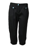 Dolce & Gabbana Black Wool Stripes Cropped Trouser Pants