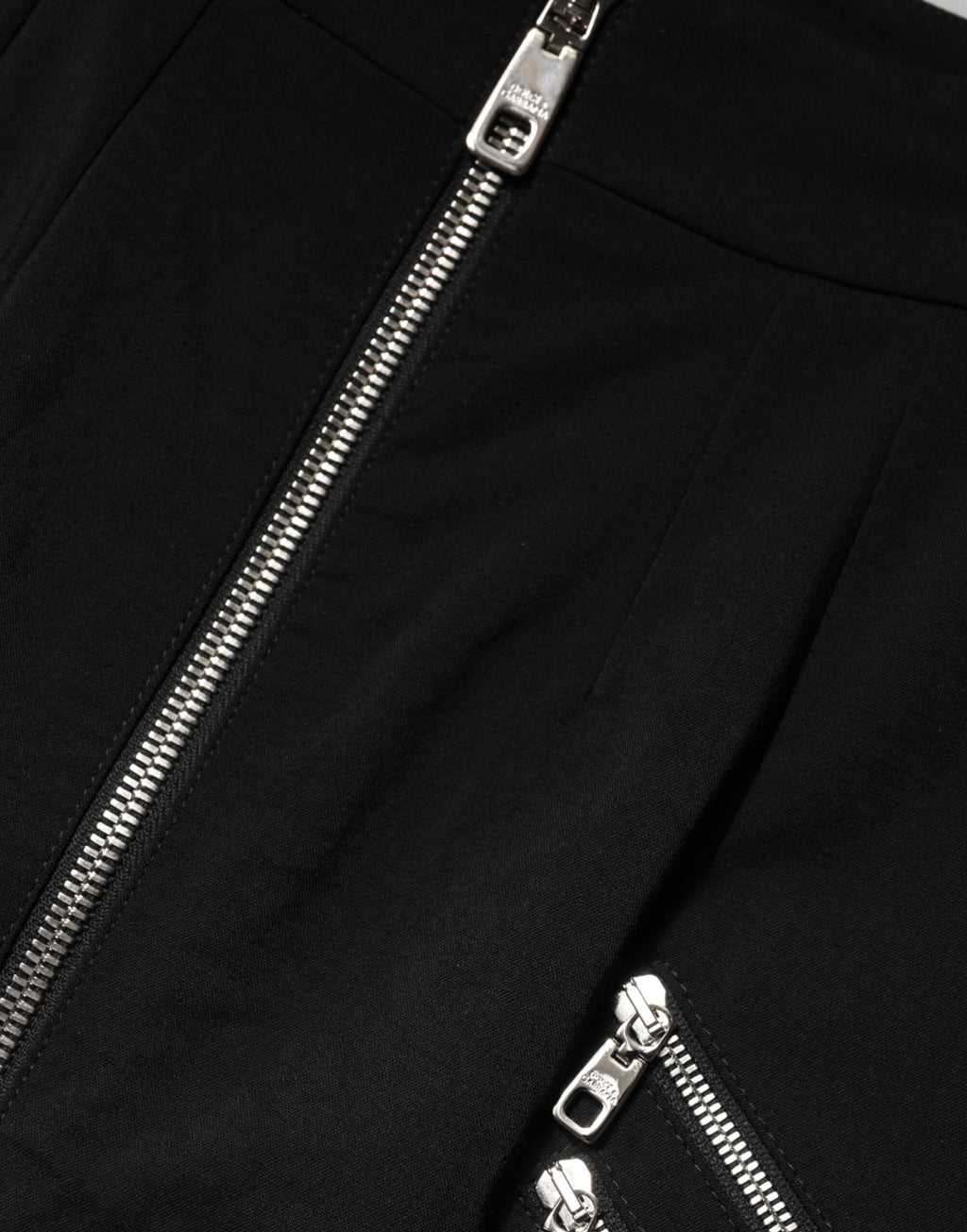 Dolce & Gabbana Black Polyester Zipper High Waist Mini Skirt