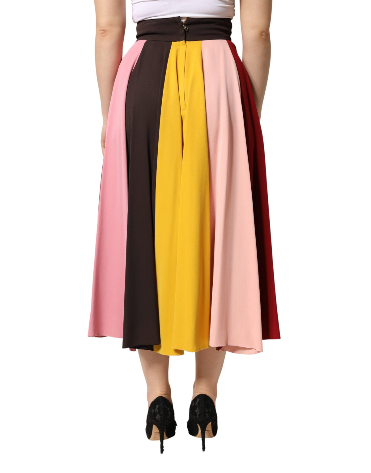 Dolce & Gabbana Multicolor Viscose High Waist Midi Skirt