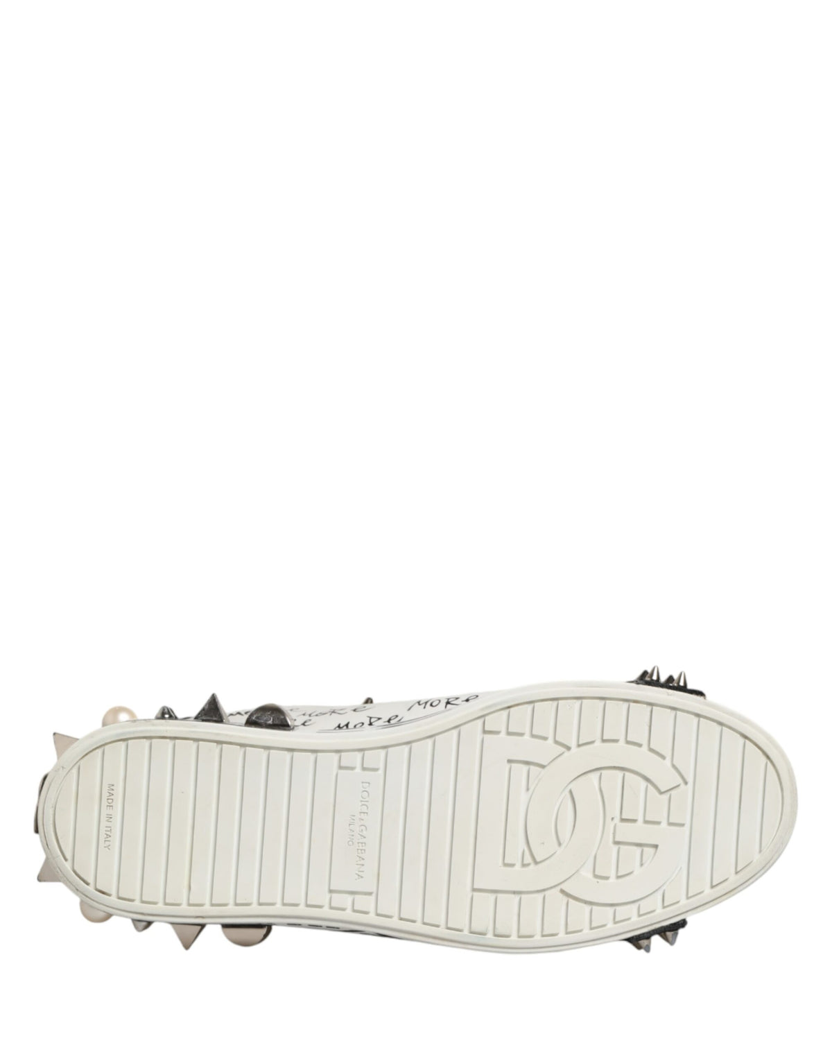 Dolce & Gabbana Black White Studded Low Top Sneakers Shoes
