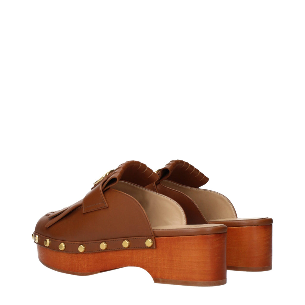 Valentino Garavani Brown Leather Slippers