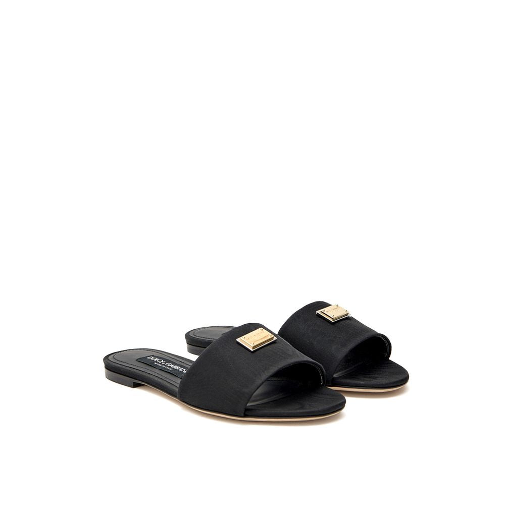 Dolce & Gabbana Black Polyester Slippers