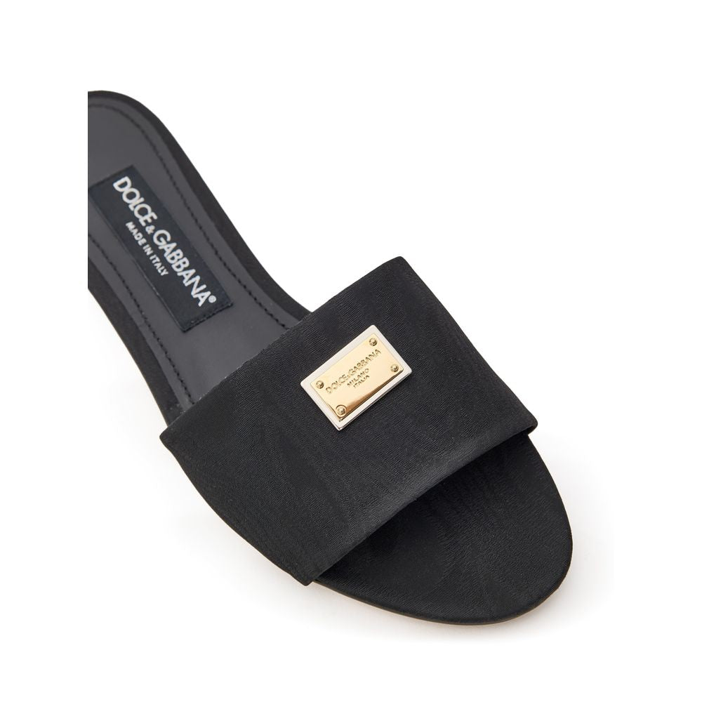 Dolce & Gabbana Black Polyester Slippers