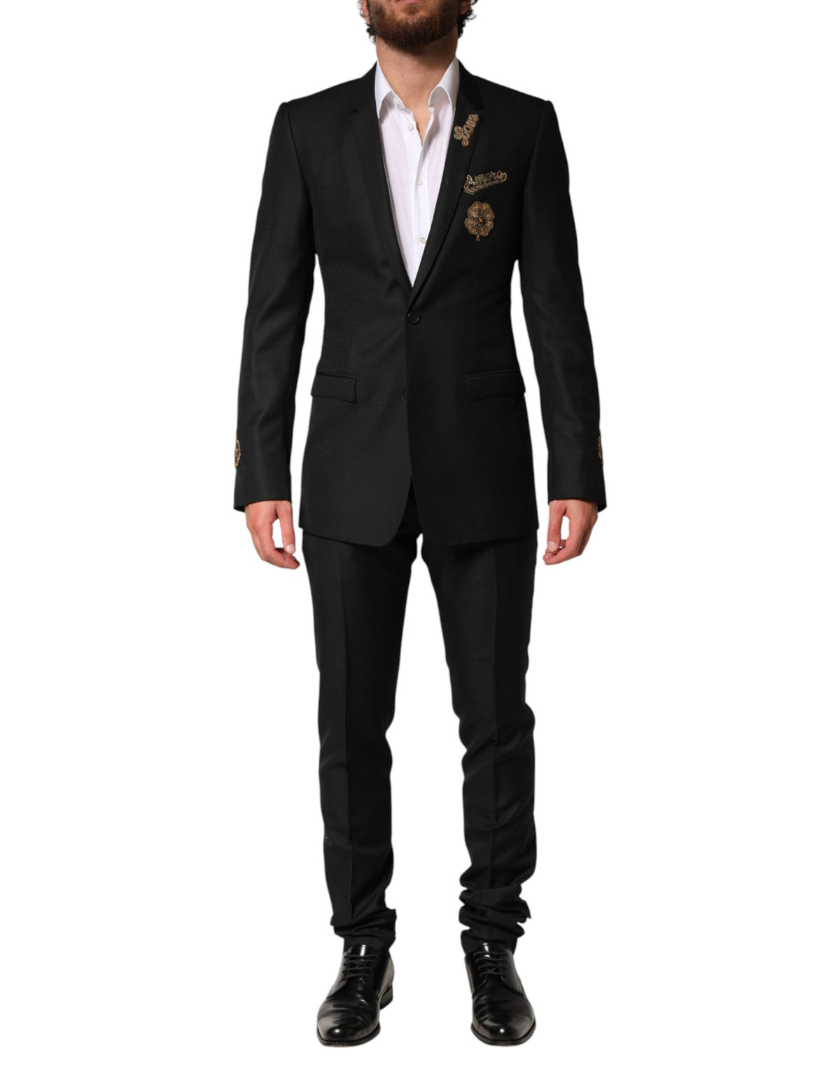 Dolce & Gabbana Black Embellished Single Breasted 2 Pc Suit